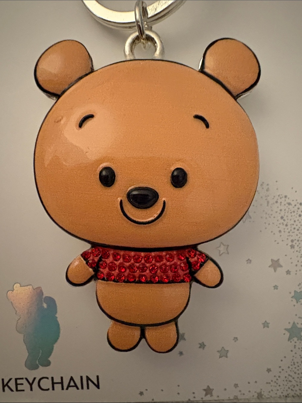 Disney Winnie the Pooh Enamel Keychain - Tan & Red